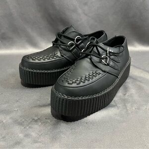 TUK Black Lace-Up Platform Shoes